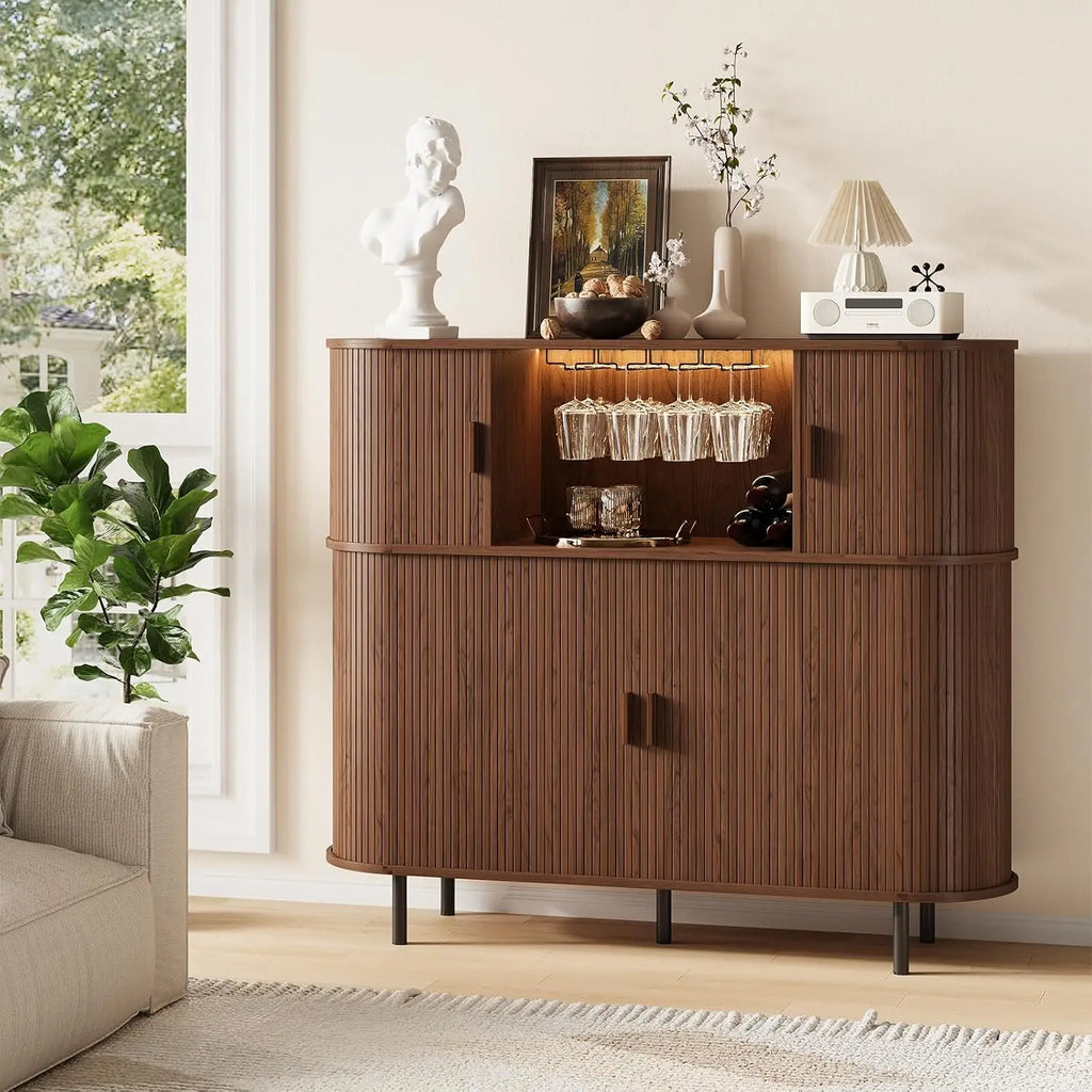 Daydreamecho Fluted Home Bar Cabinet