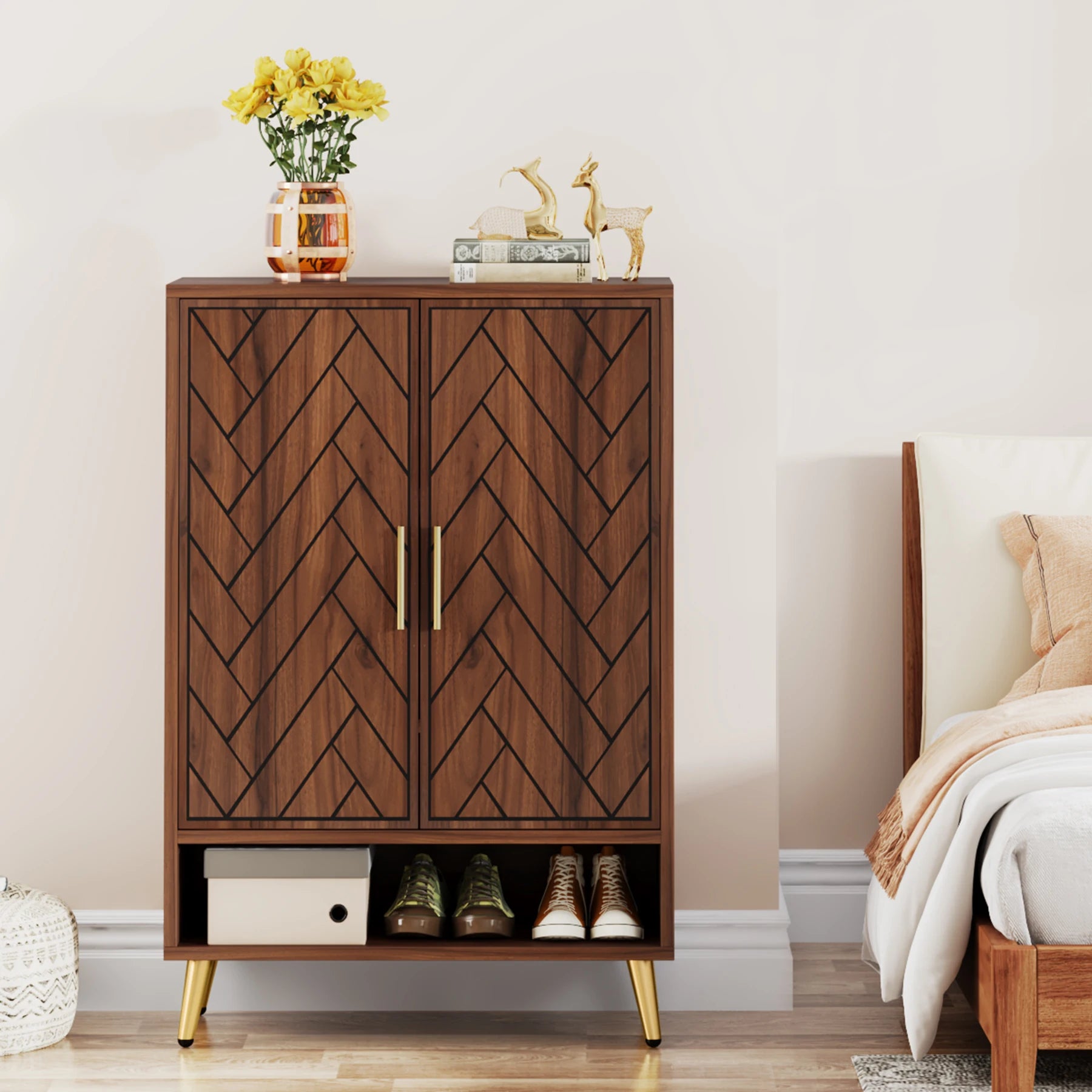 Nia Walnut Shoe Cabinet