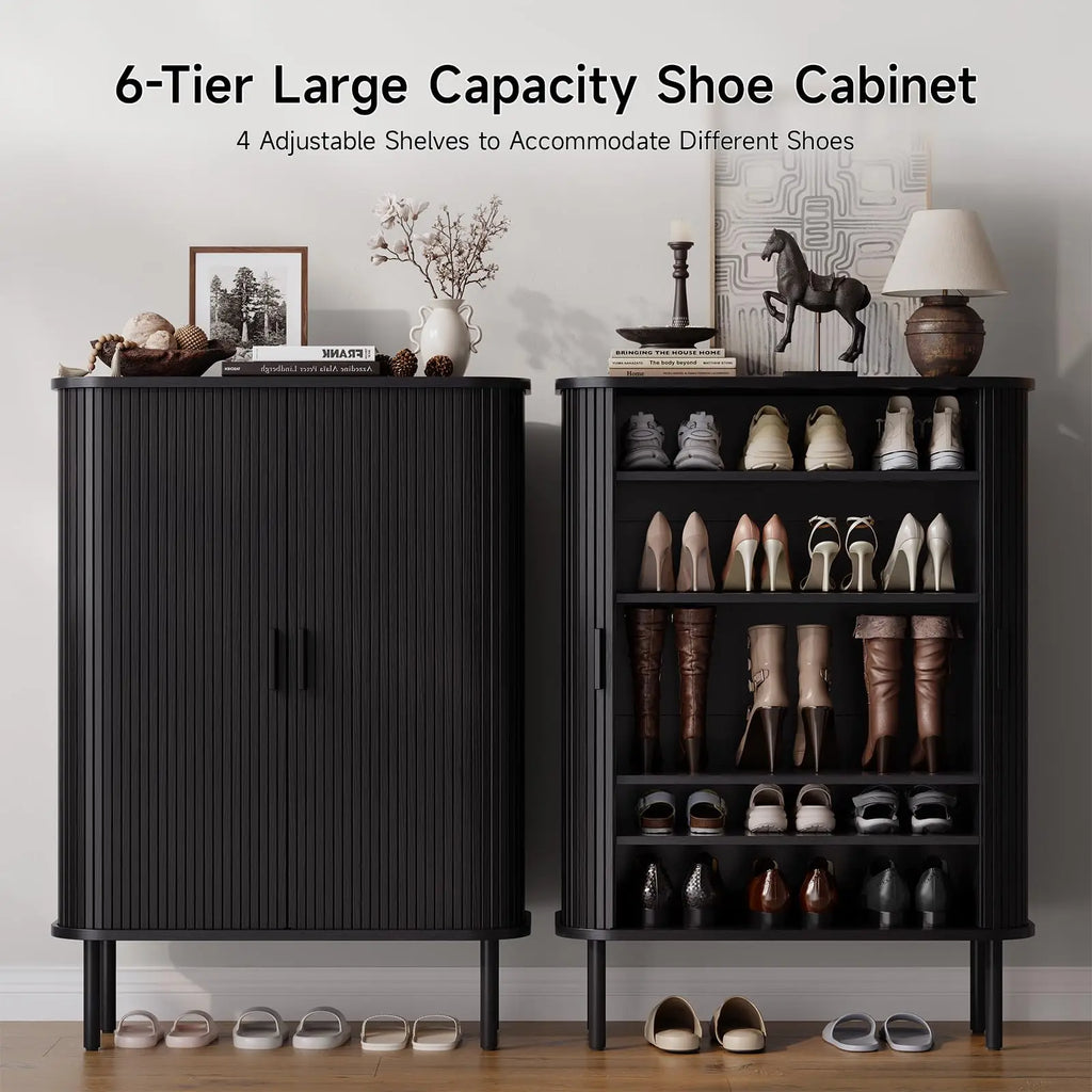 Sparkarc Fluted 6-Tier Shoe Cabinet