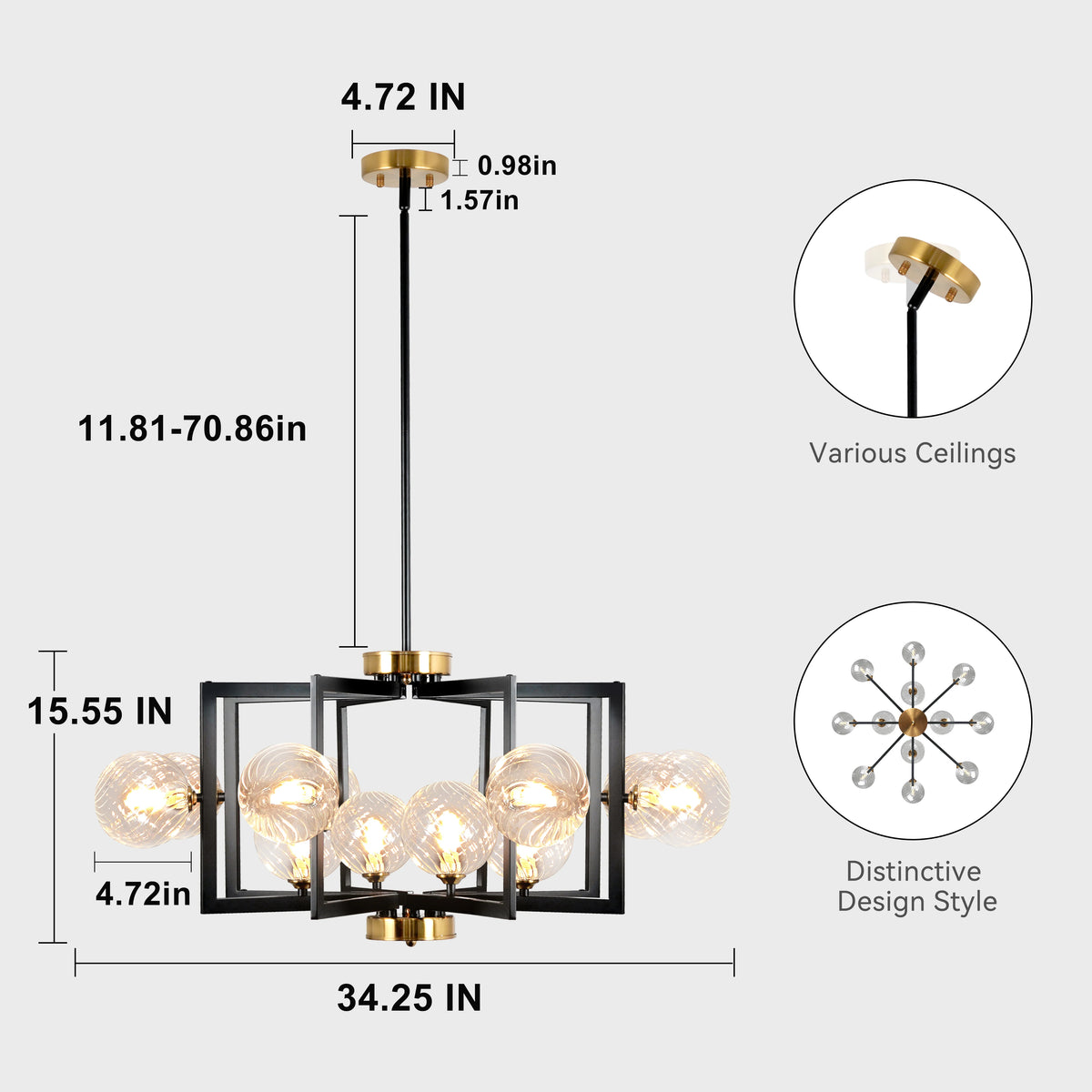 Orvella Glass Bubble Chandelier