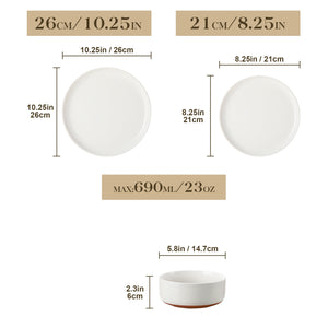 MALACASA Tara Series Stoneware Dinnerware Set - 18/36 Pieces, Available in Multiple Colors