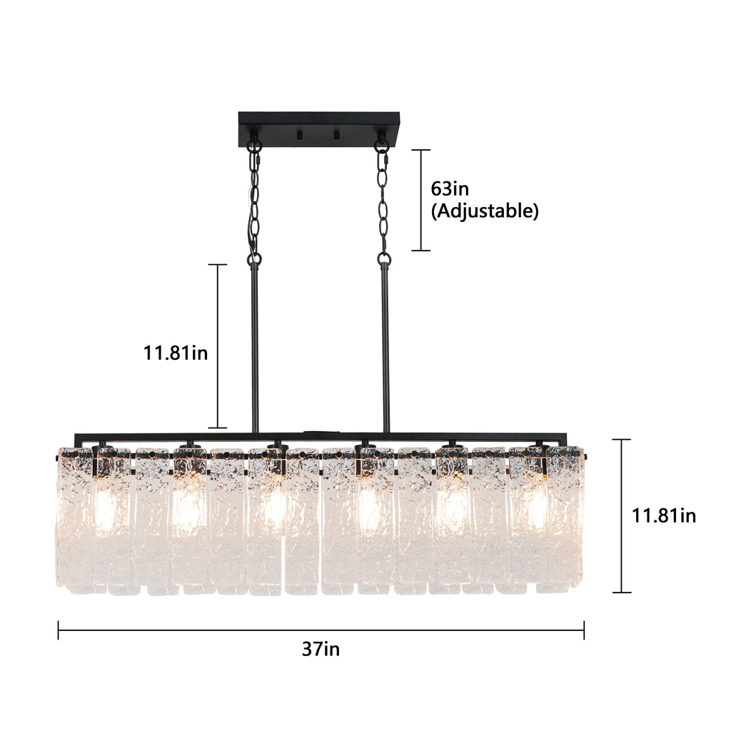 Rivelle 37-Inch Ripple-Glass Linear Chandelier