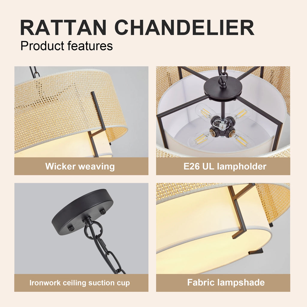 Mirelle Rattan Drum Pendant