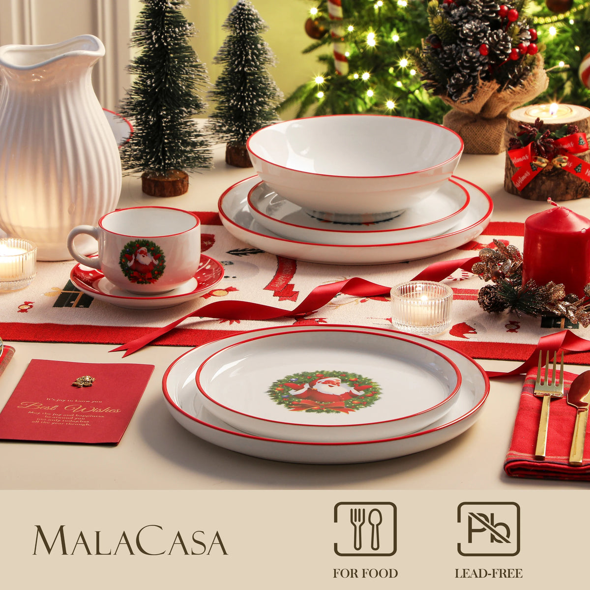 MALACASA Holiday Garland Porcelain Dinnerware
