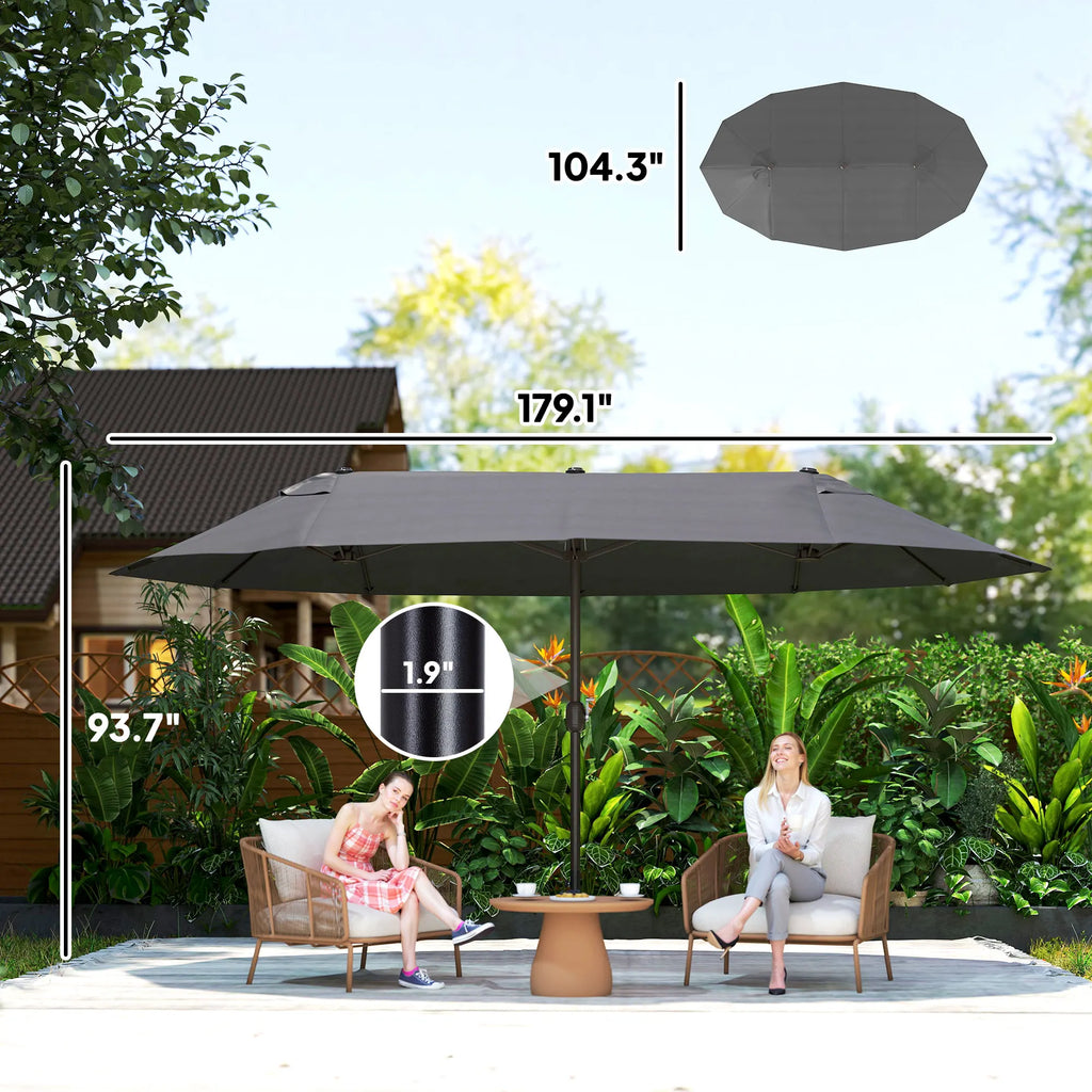 Maris 15' Double-Sided Patio Umbrella – Gray