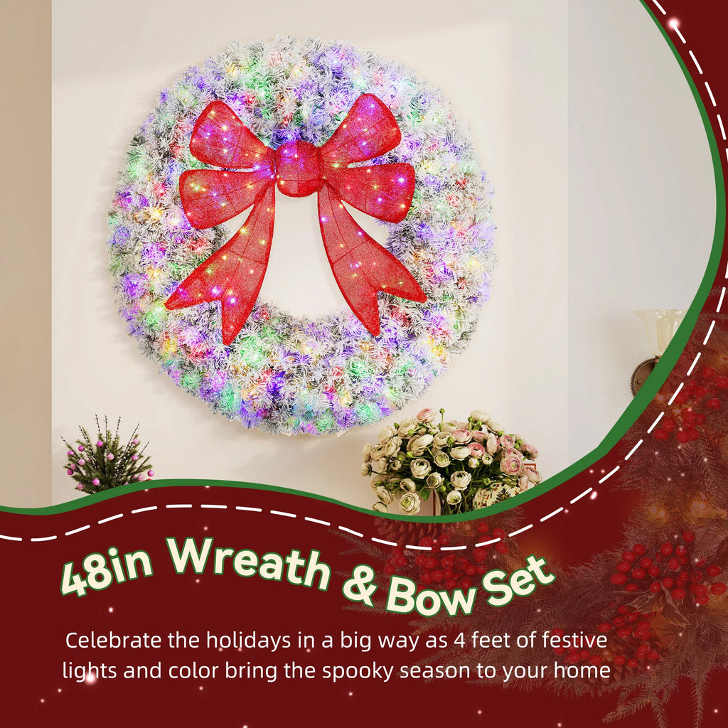 Everfrost Pre-Lit Snowy Christmas Wreath – 48 in.