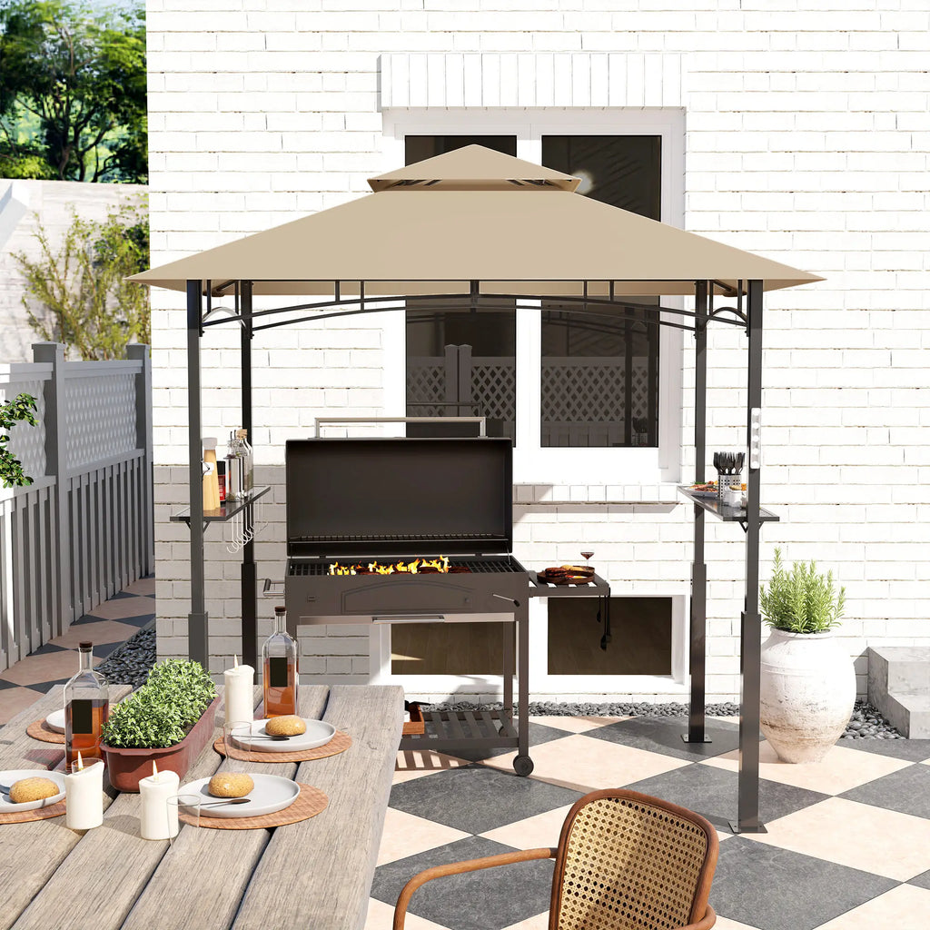 Emberhaven Double-Roof Grill Gazebo – Khaki