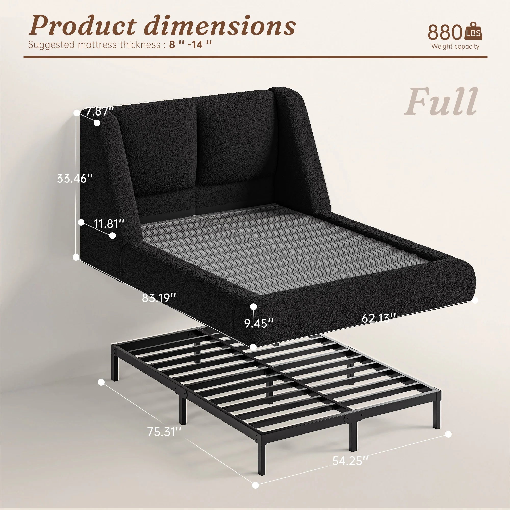 Mirehaven Bouclé Cloud Platform Bed