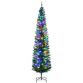 Prismpine slim green pencil Christmas tree with multicolor LED lights and steel base