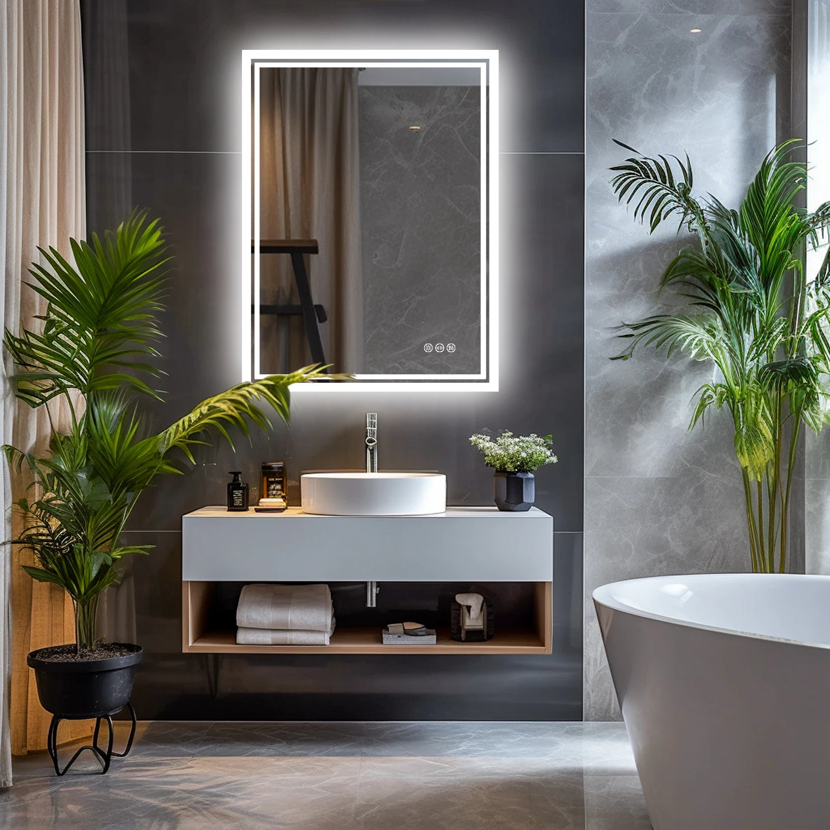 Aurora LED Rectangle Bathroom Mirror