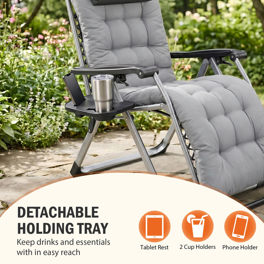 Annecy detachable side tray with tablet rest, two cup holders, and phone holder