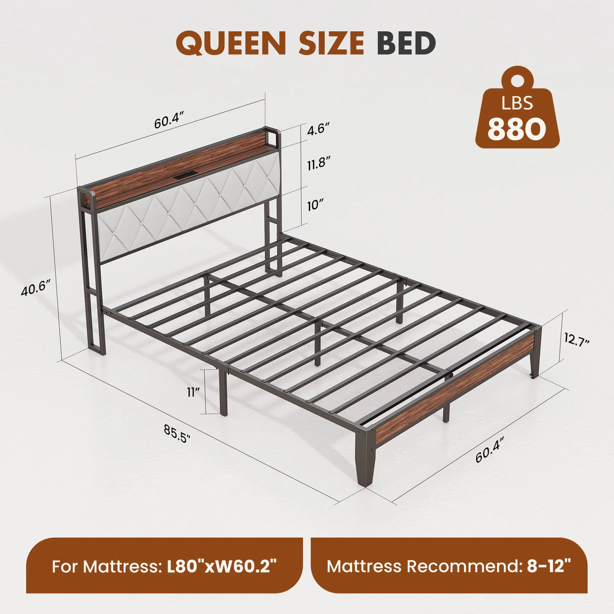 Corbett Metal Platform Bed with Charging Headboard