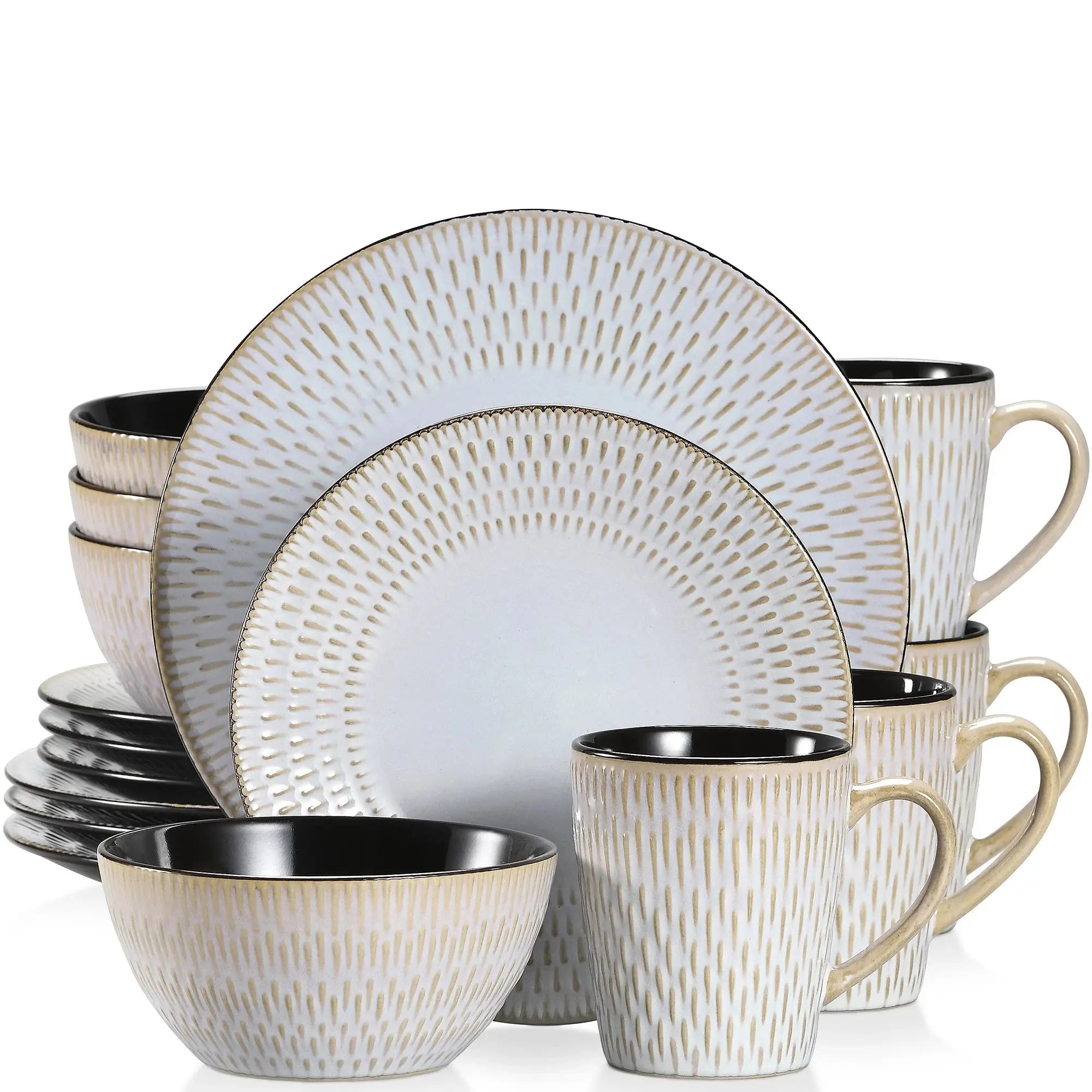 VANCASSO Pluvo Embossed Stoneware Dinnerware Set