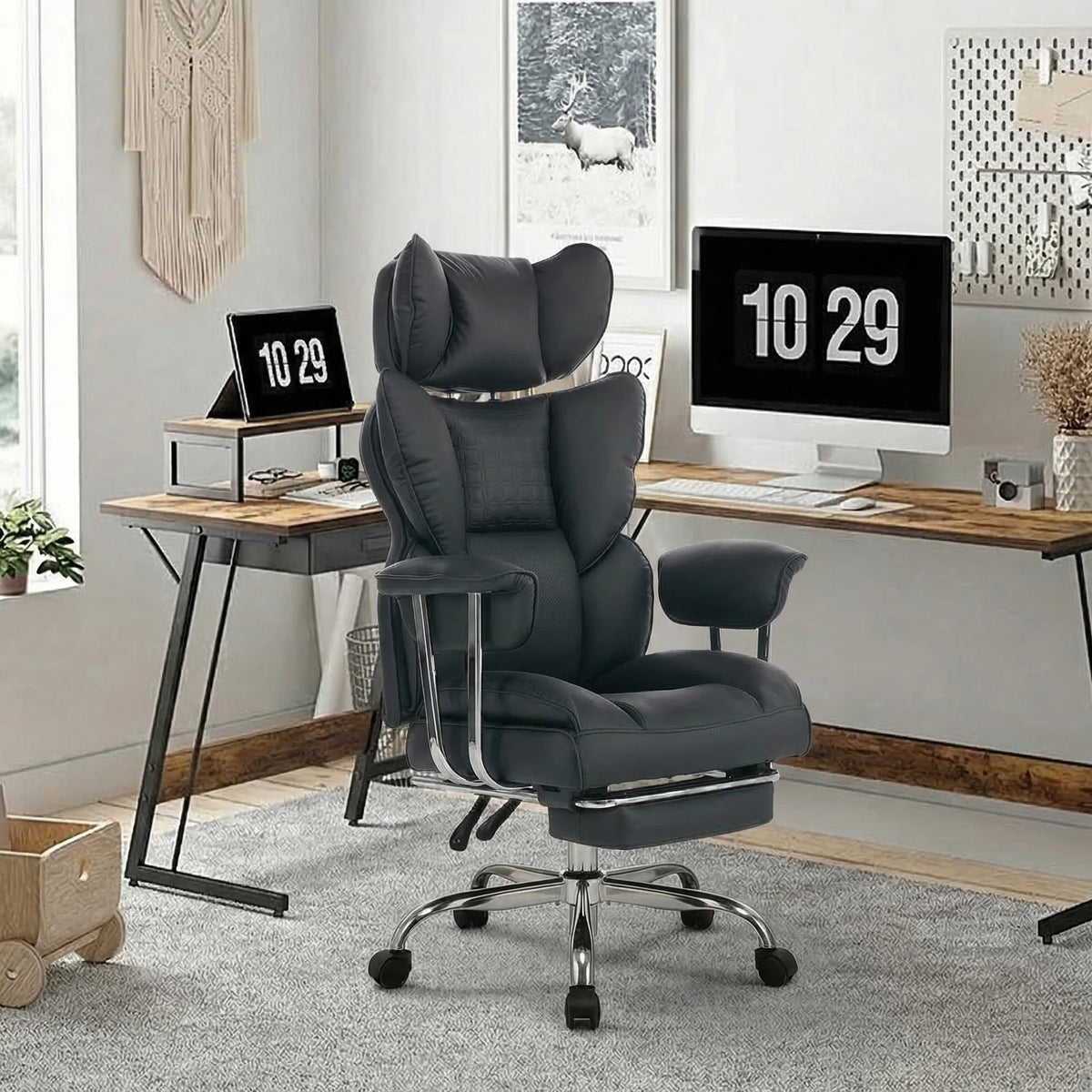 Reverierise Reclining PU Leather Office Chair