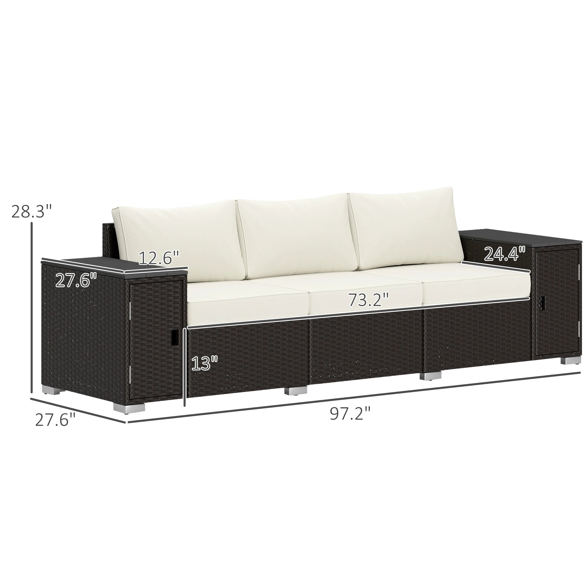 Solvara Wicker Storage Sofa – Cream