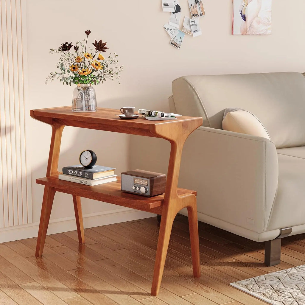 Solid Wood Two-Tier End Table