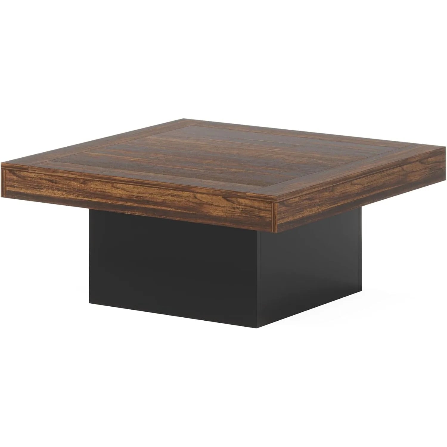 Square Farmhouse Coffee Table with LED Light