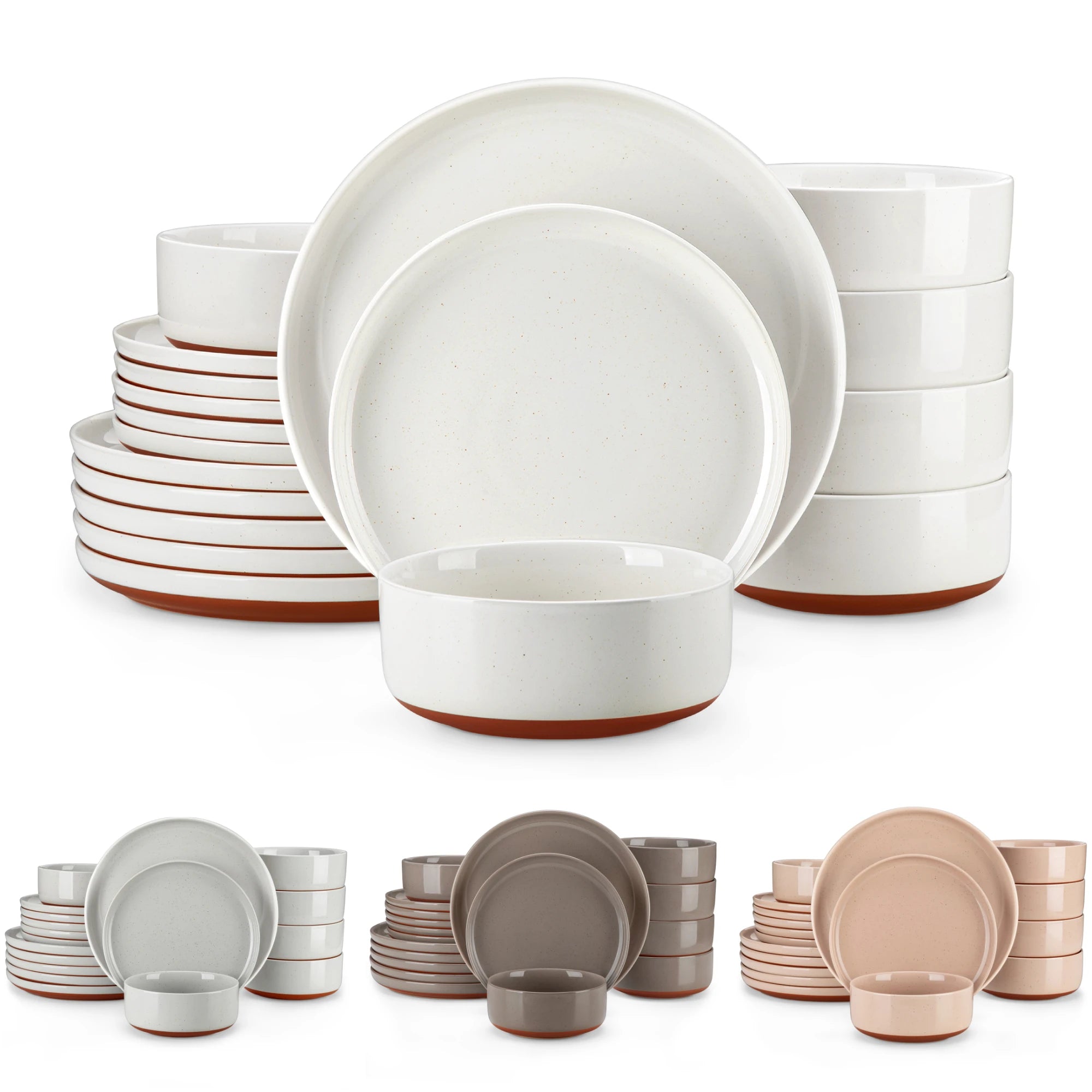 MALACASA Tara Series Stoneware Dinnerware Set - 18/36 Pieces, Available in Multiple Colors