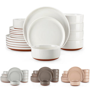 MALACASA Tara Series Stoneware Dinnerware Set - 18/36 Pieces, Available in Multiple Colors