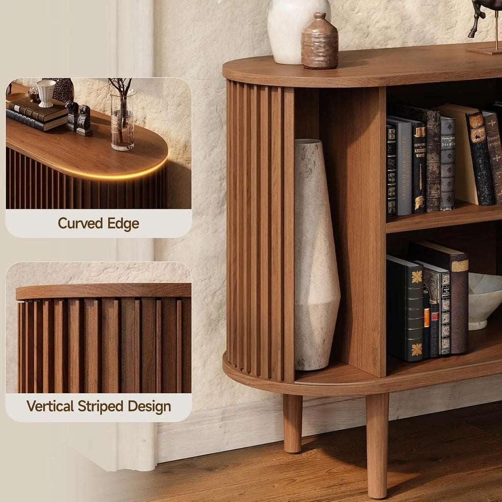 Liltcrest rounded tabletop edge, vertical fluting and open end compartment