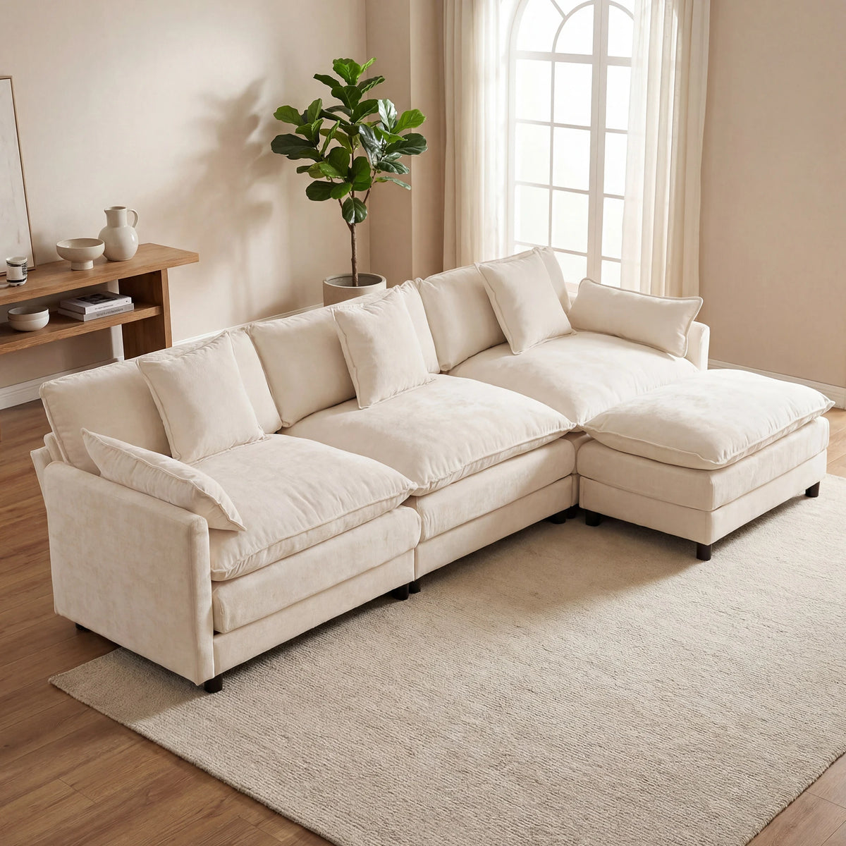 Rosecote Chenille Modular Sectional with Ottoman