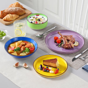 VANCASSO Bonita Lipped-Edge Stoneware Dinnerware Set – 12/18 Pieces, Multicolor