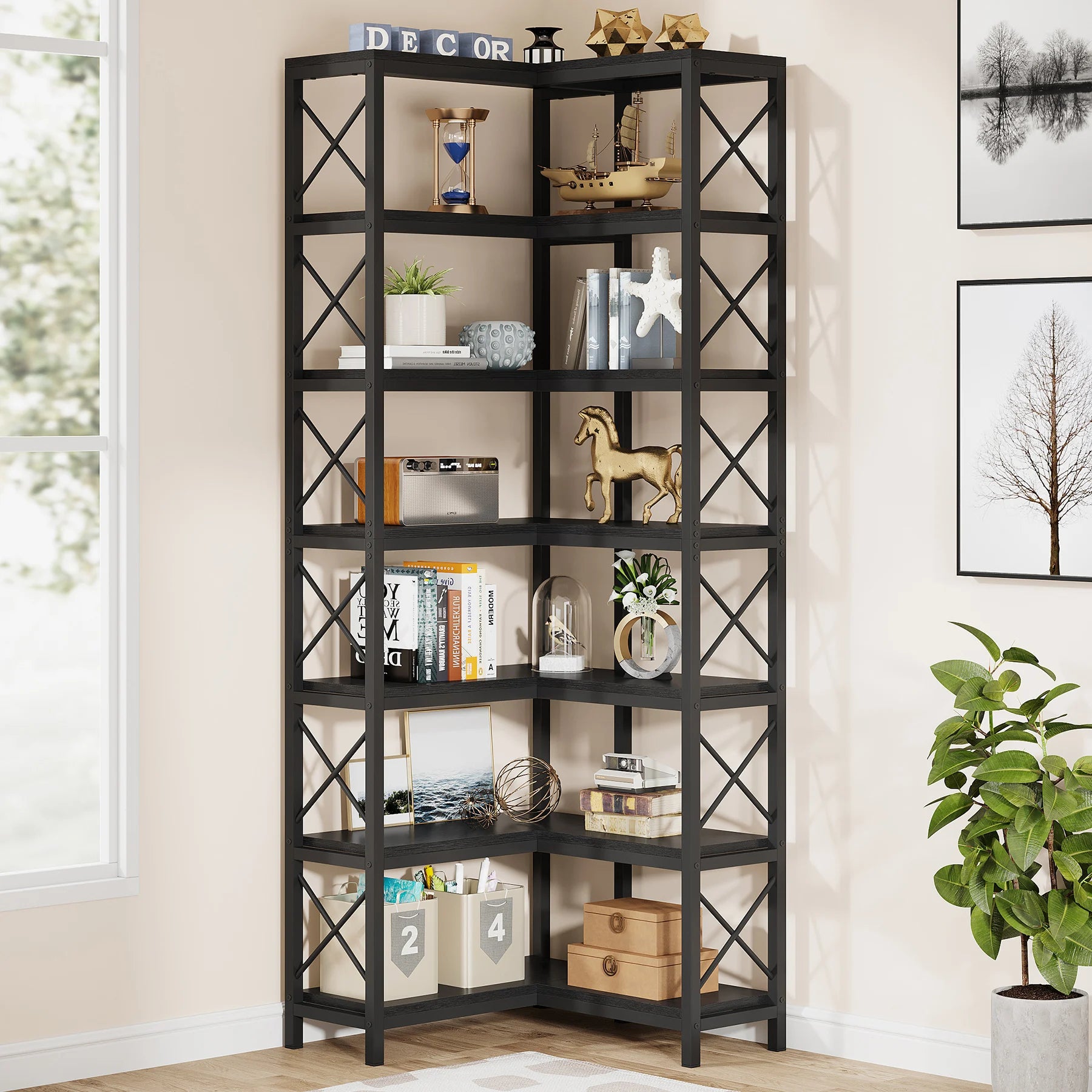 Kito 7-Tier Corner Bookcase