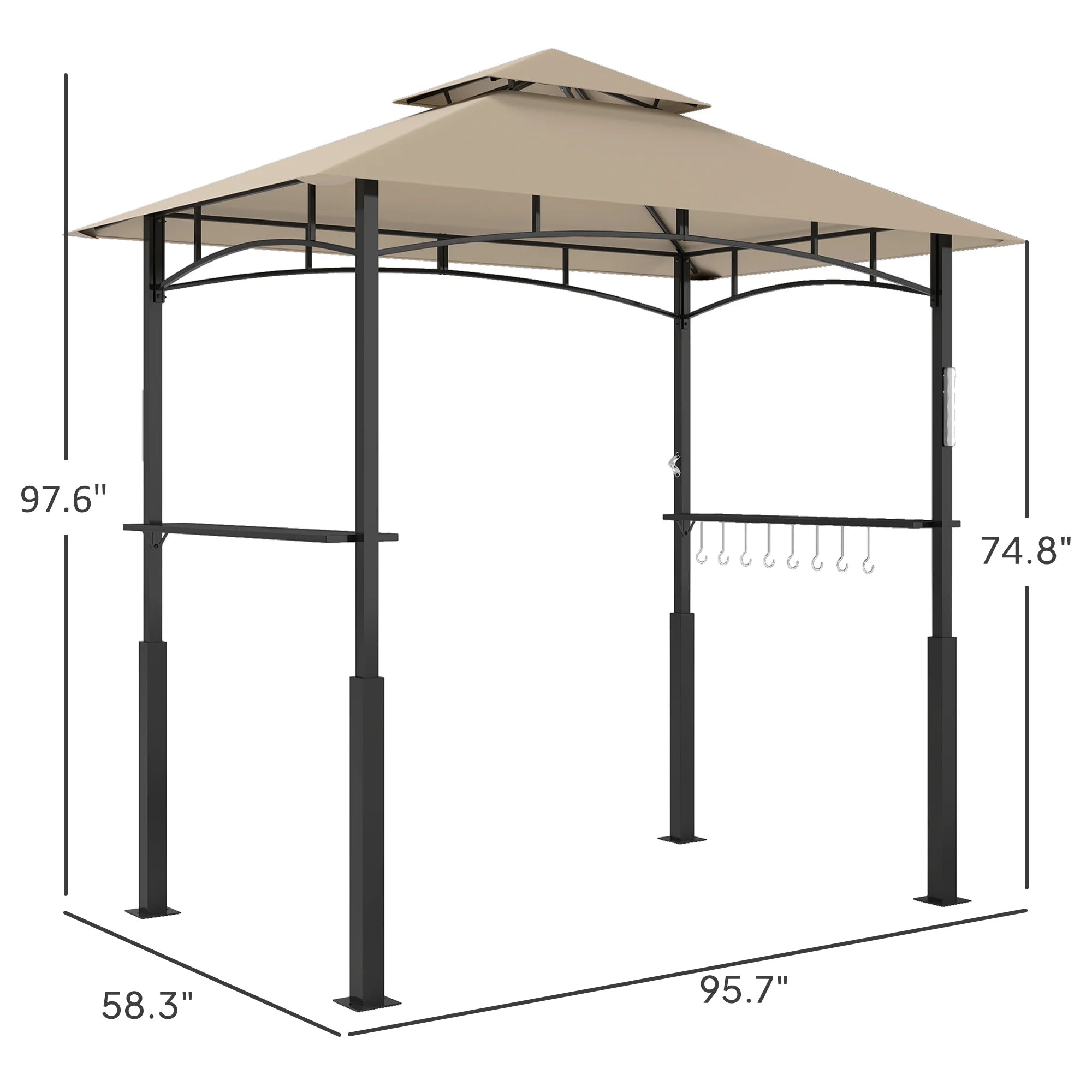 Emberhaven Double-Roof Grill Gazebo – Khaki