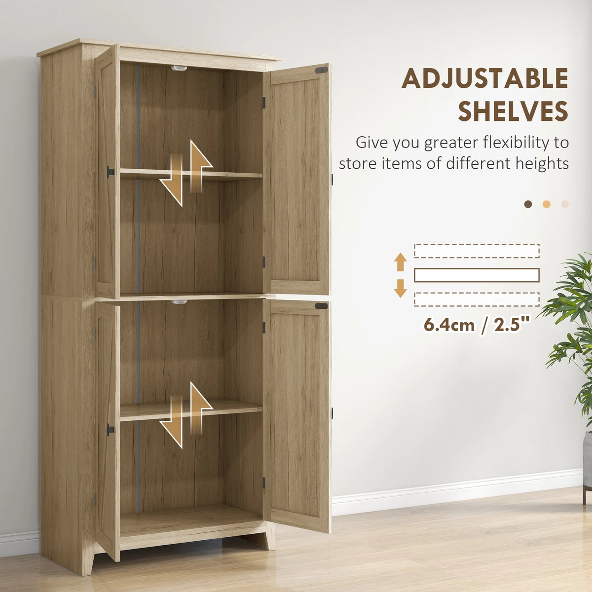 Wonderhalo two adjustable shelves with a 2.5-inch adjustment reference