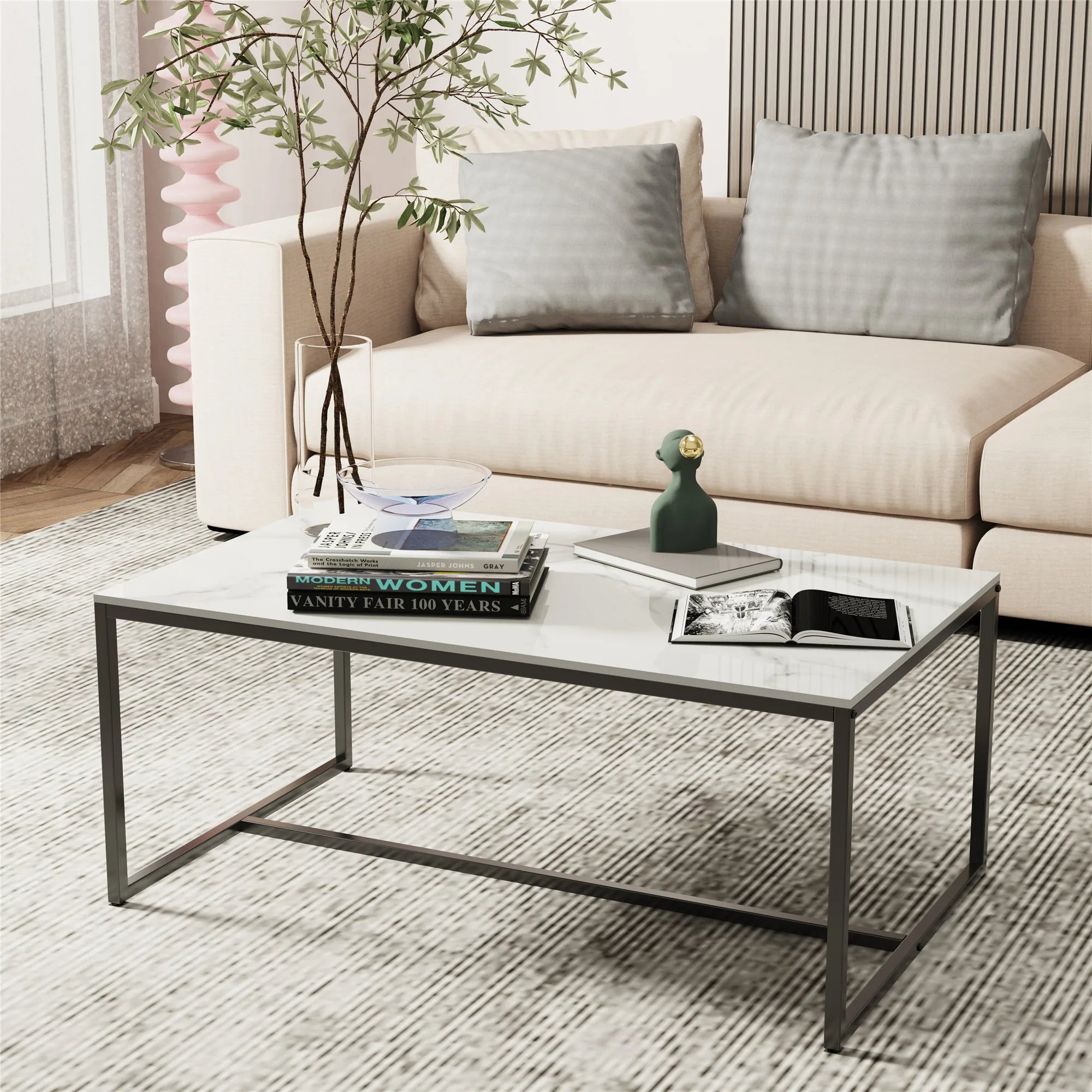 Sintered Stone Minimalist Rectangle Coffee Table