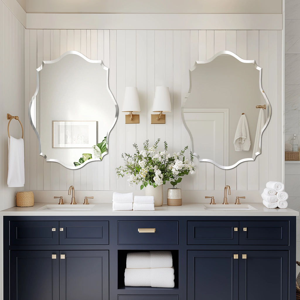 Scalloped Frameless Beveled Wall Mirror