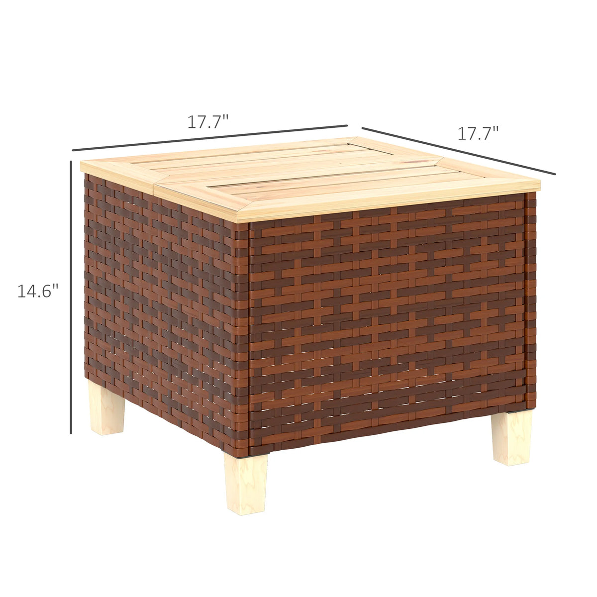 Ashmere Rattan Wood-Top Side Table – Brown