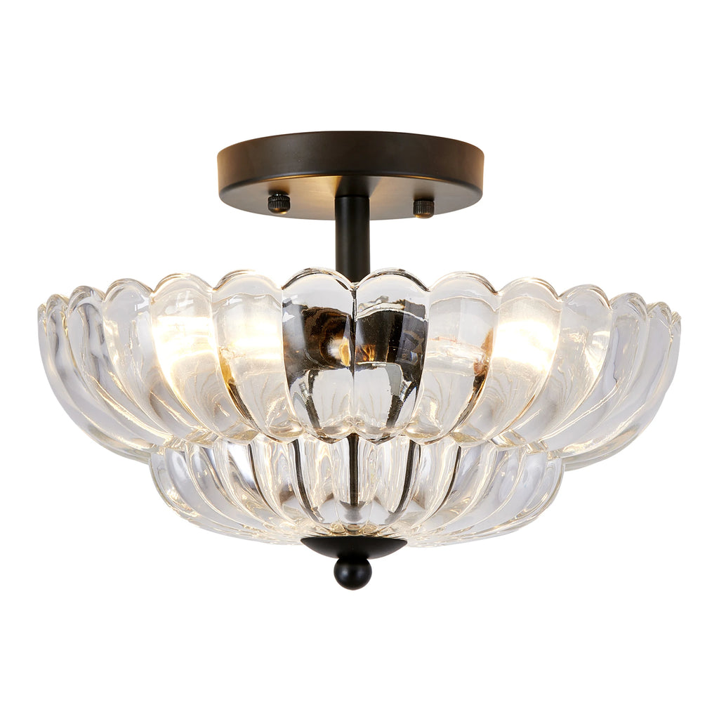 Rivenhall Clear Glass Ceiling Light, Black