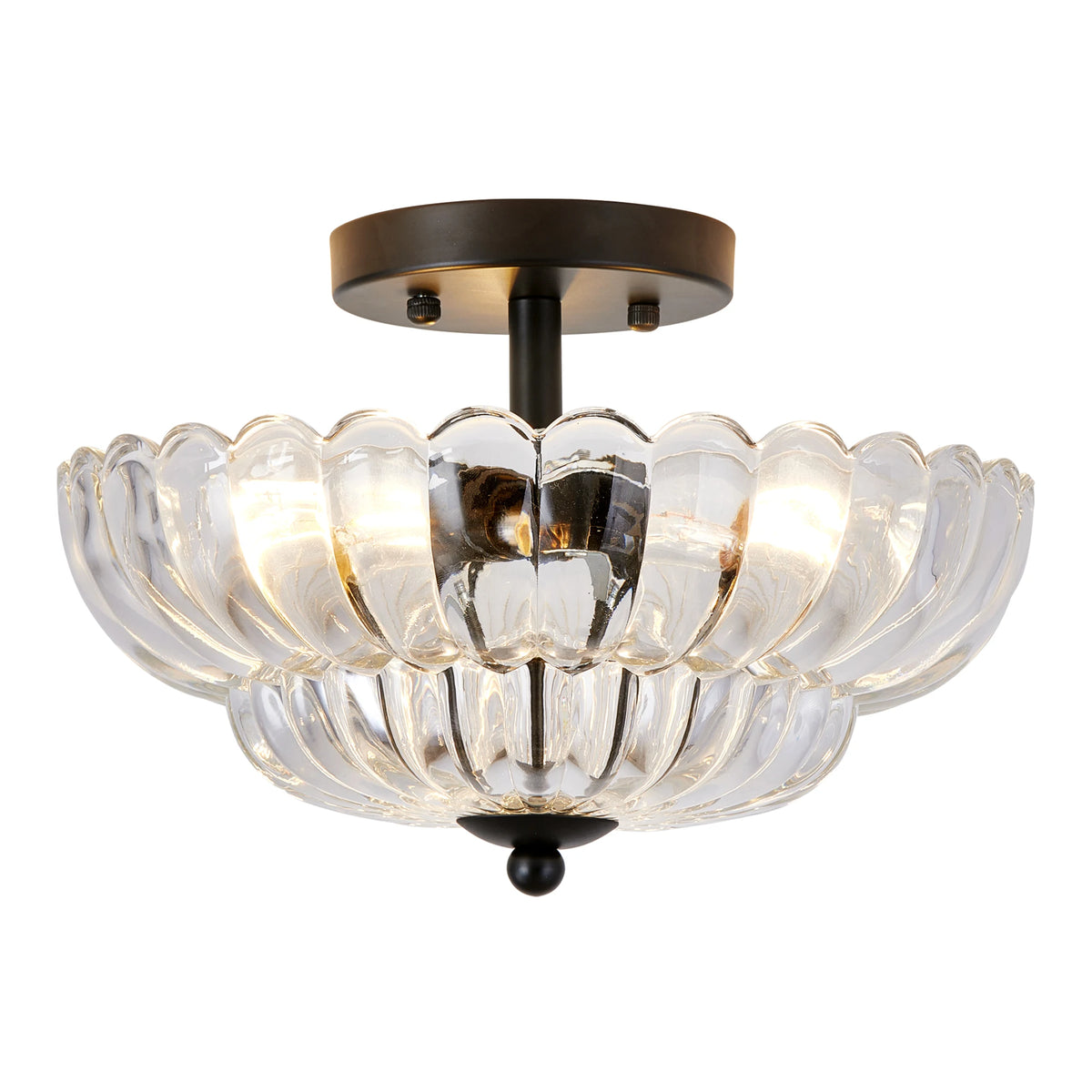 Rivenhall Clear Glass Ceiling Light, Black