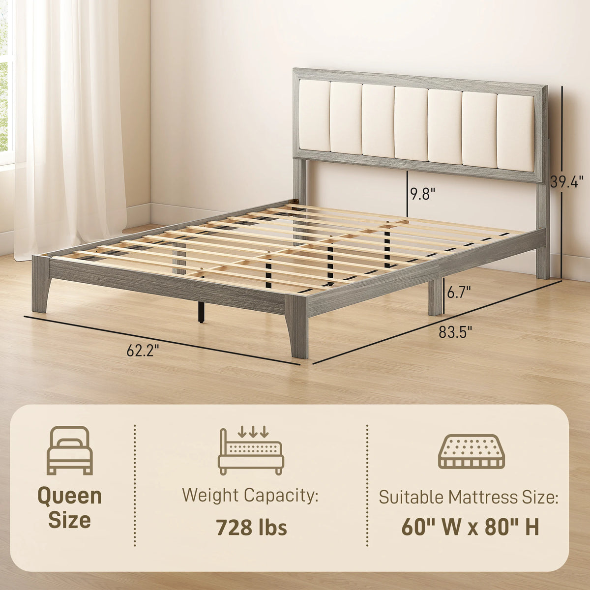 Antalya Queen Upholstered Platform Bed