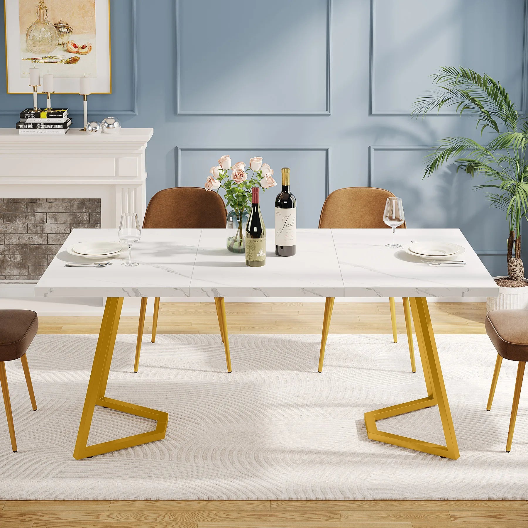 Aureum Faux Marble Dining Table