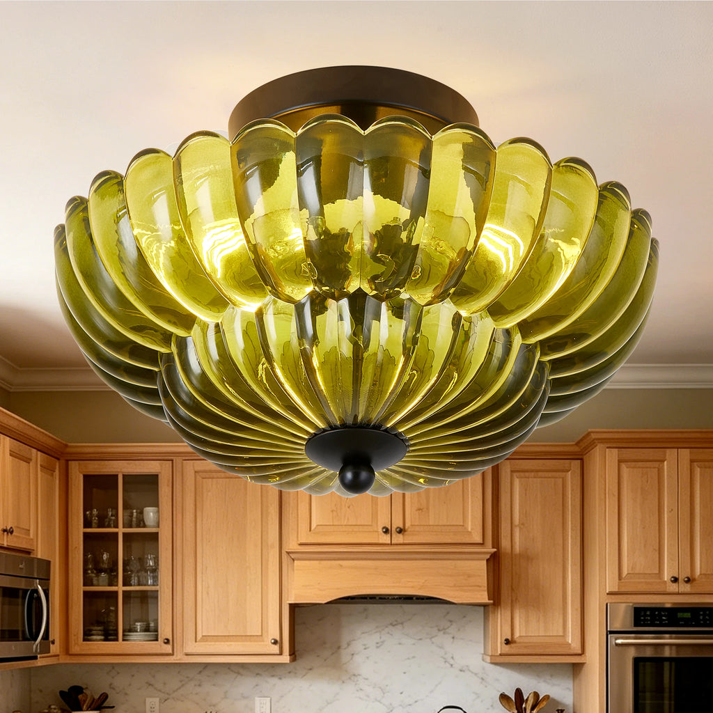 Florwick Green Glass Ceiling Light