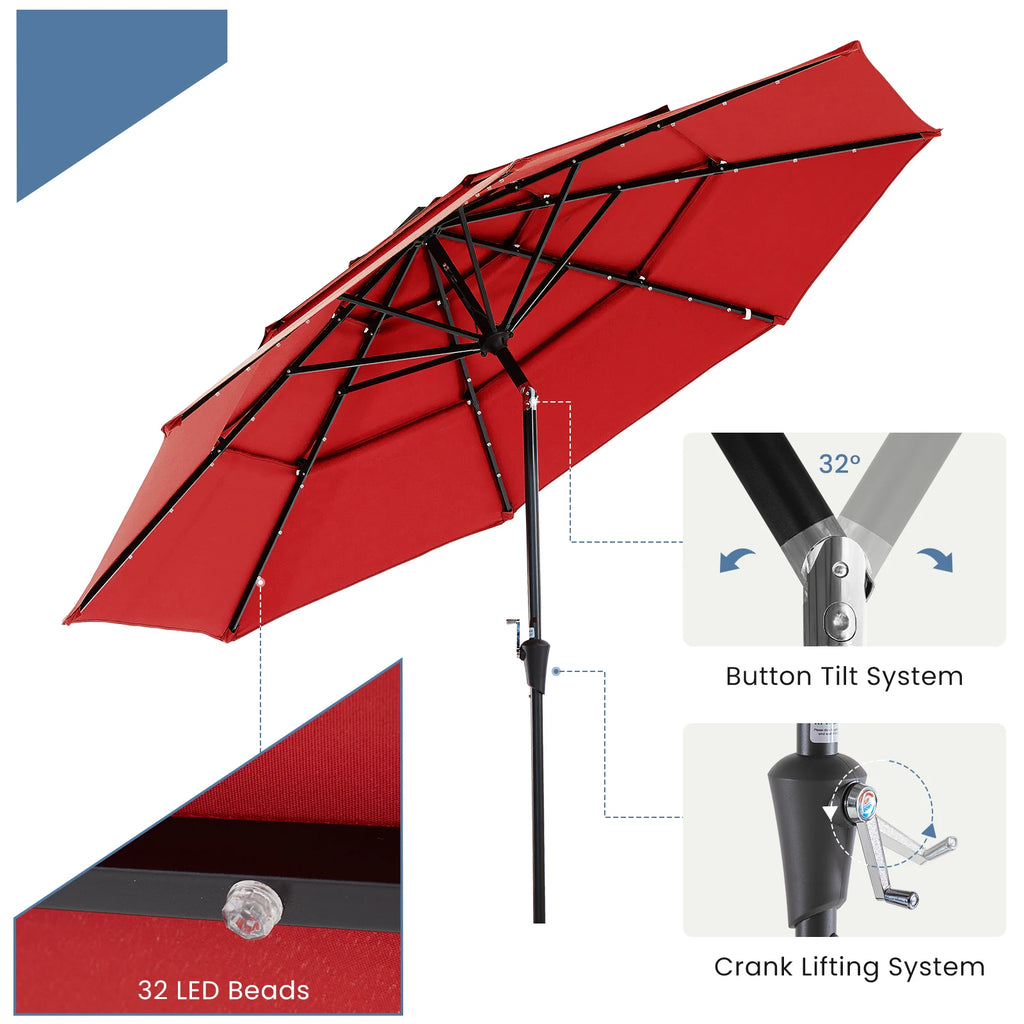 Marigoldrise Solar LED Patio Umbrella