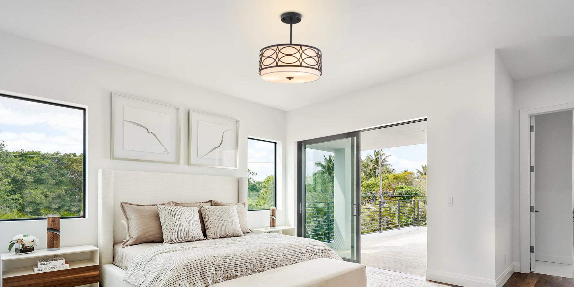 Noirwell 3-Light Black Drum Chandelier