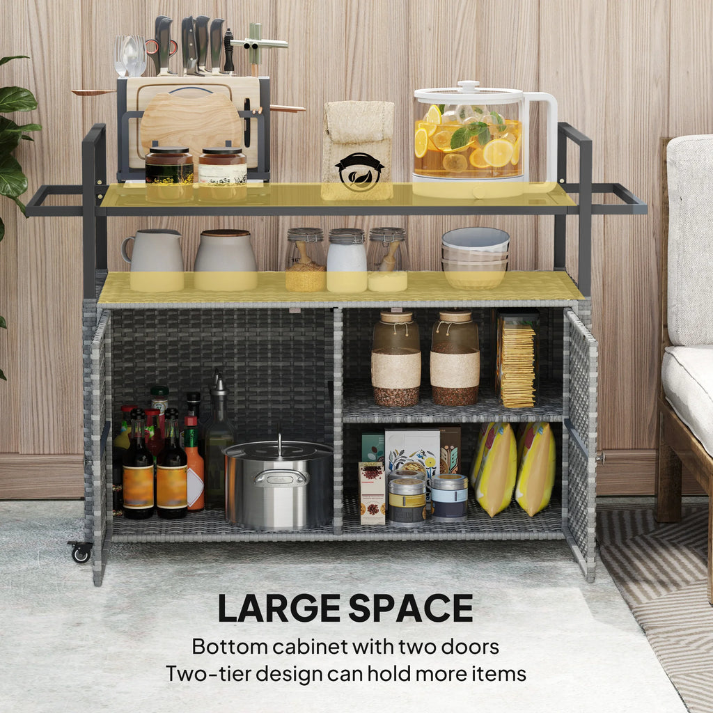 Farrowen Rattan Outdoor Bar Cart