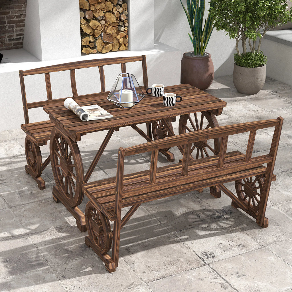 Wheelborne Pine Three-Piece Patio Dining Set