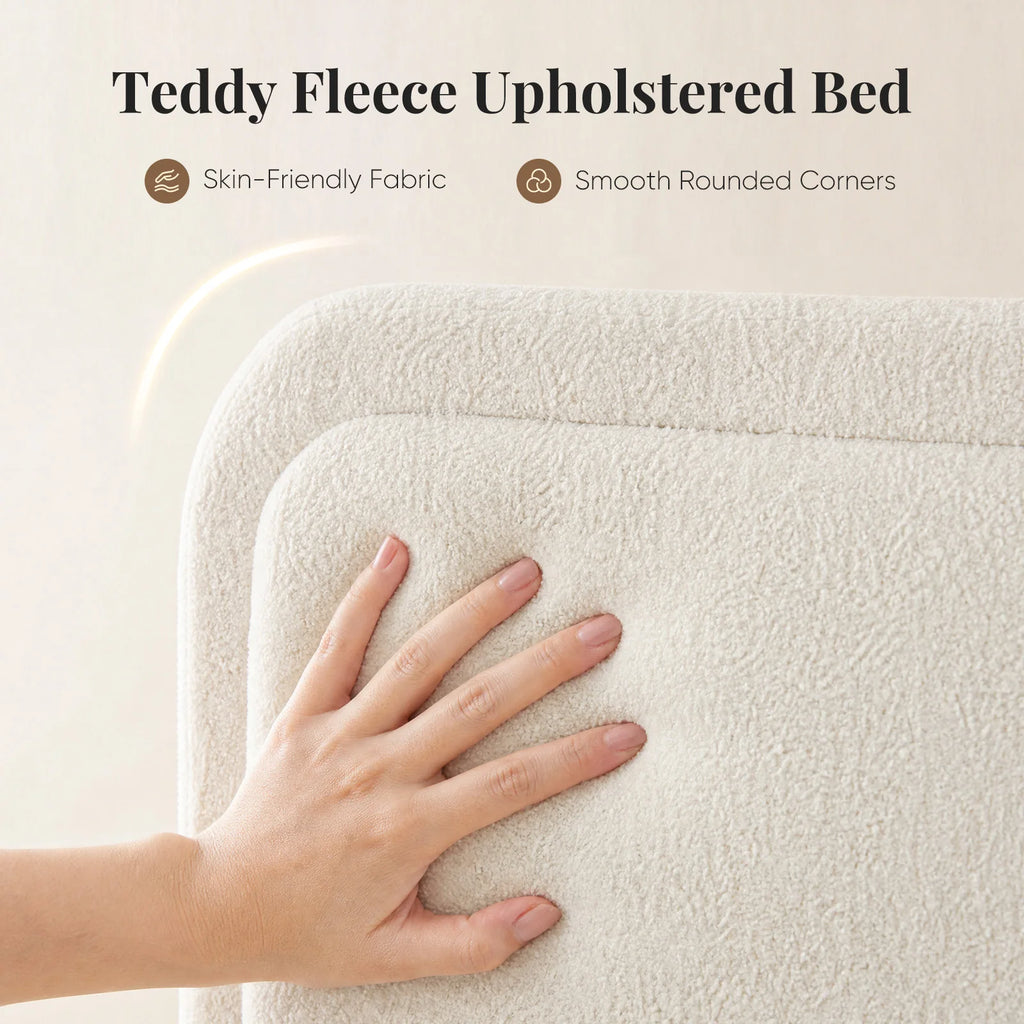 Cloudnote Teddy Velvet Platform Bed