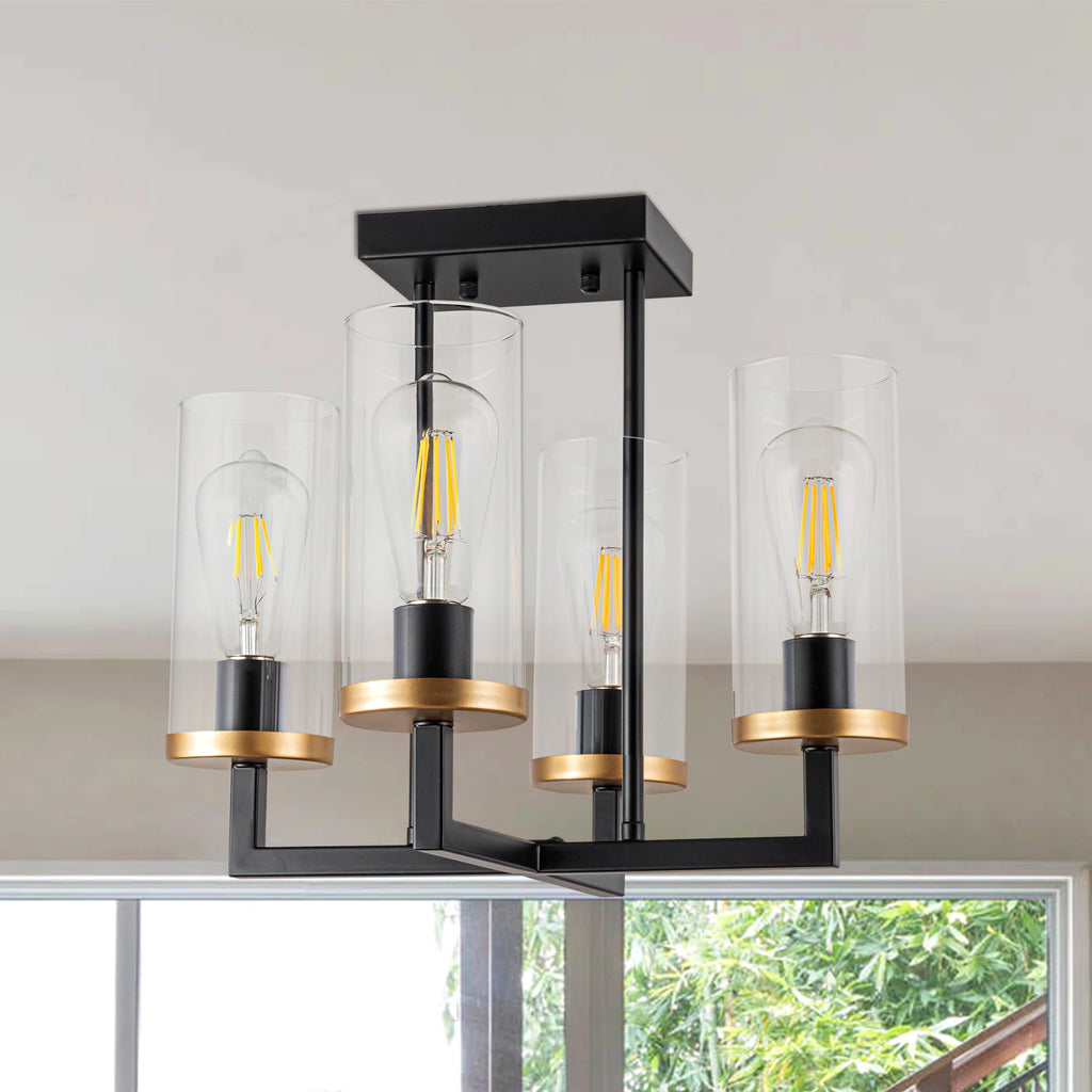 Avelin 4-Light Black Foyer Pendant