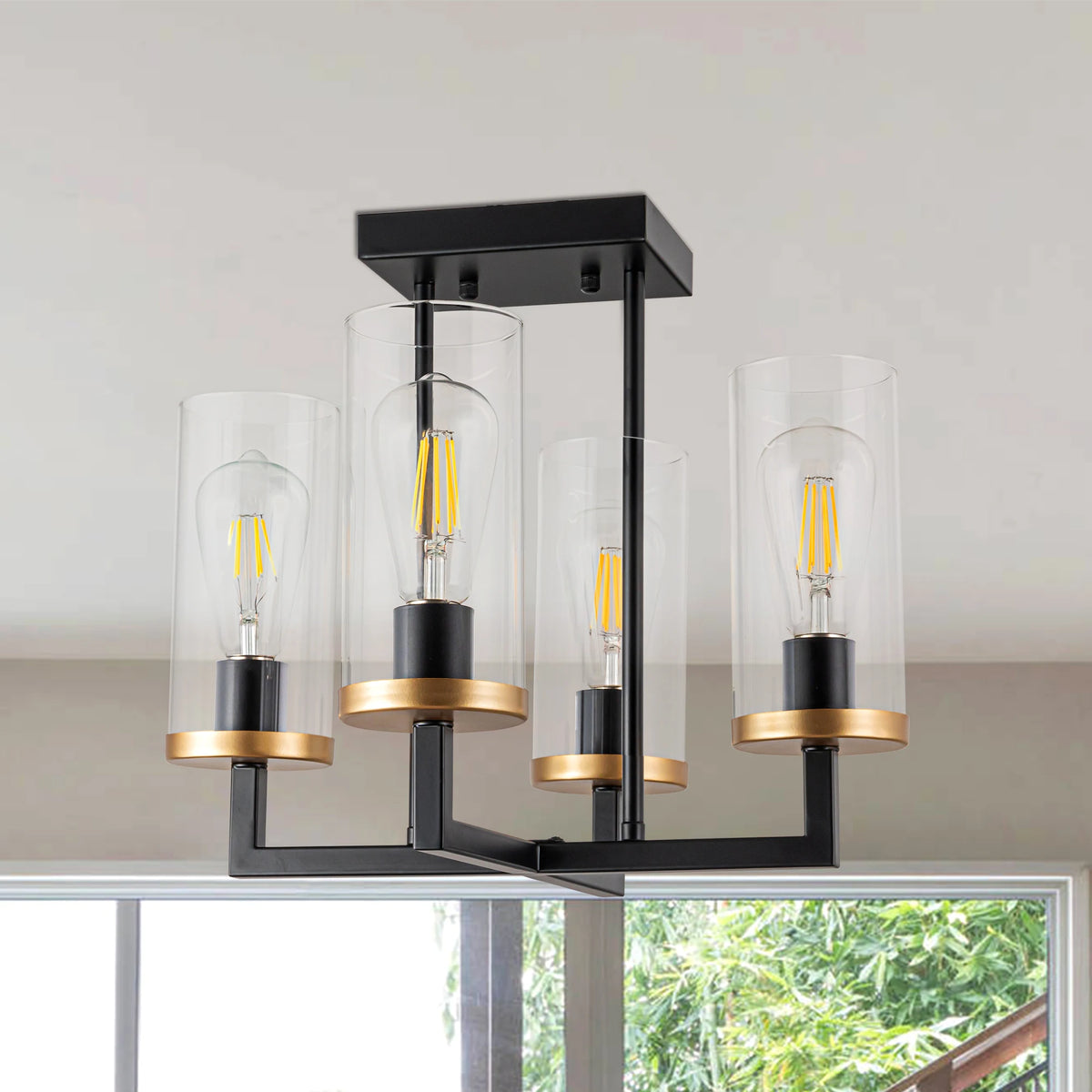 Avelin 4-Light Black Foyer Pendant