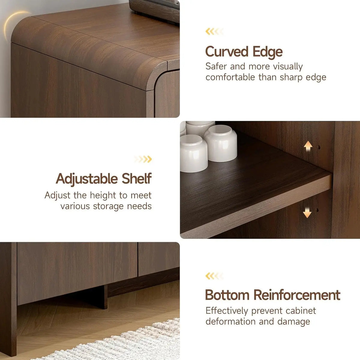 Fawnecho cabinet storage with hinged doors and interior shelving