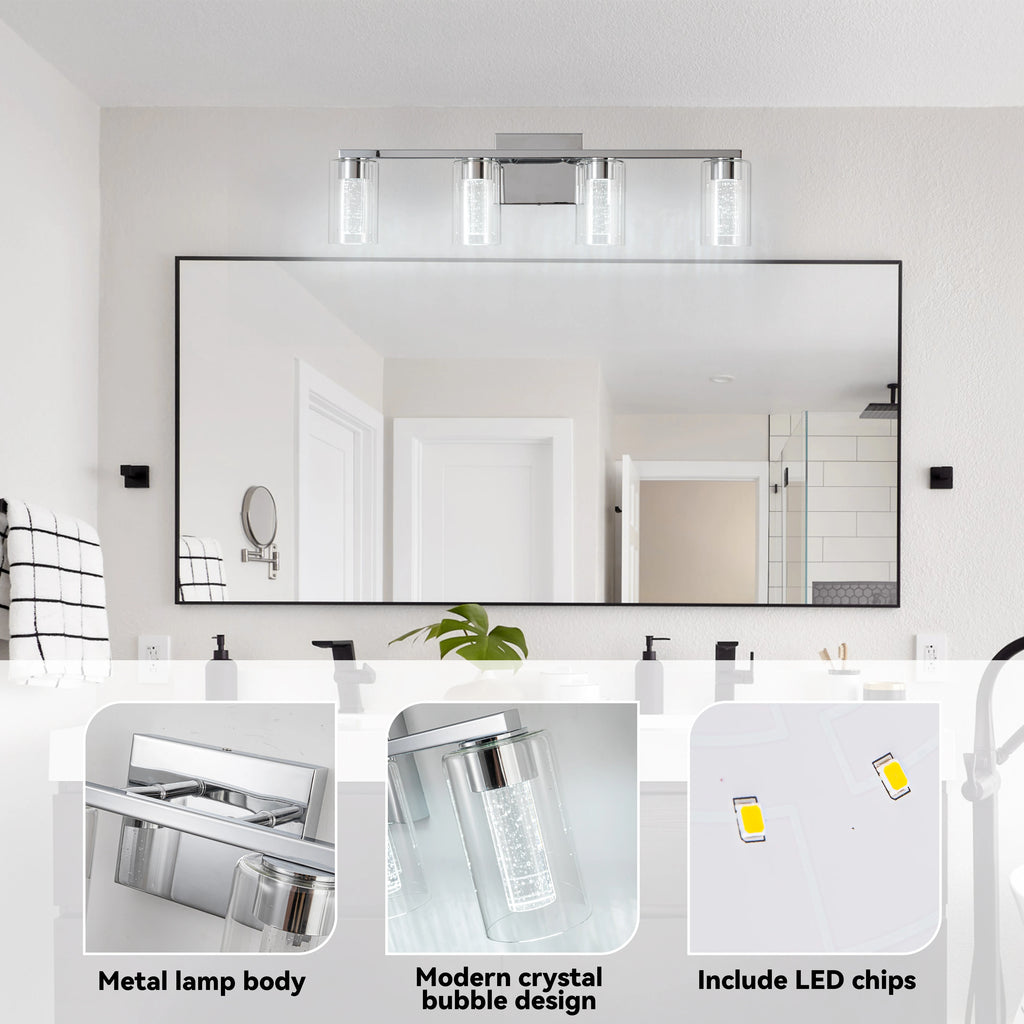 Clarion Four-Light Glass Vanity Sconce
