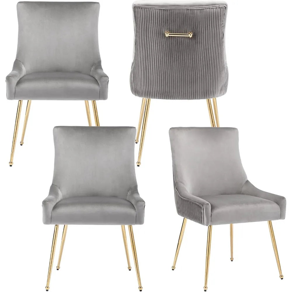 Celeste Velvet Dining Chairs with Gold Legs – Set of 4