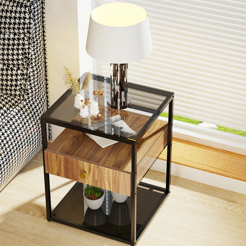 Bronze Glass Frame Nightstand