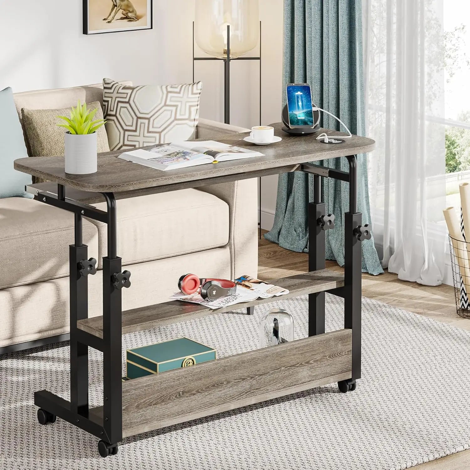 Elmont Adjustable Rolling Side Desk