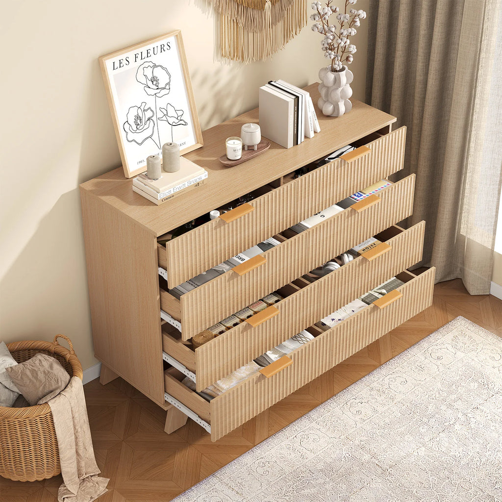 Tressa Fluted Six-Drawer Dresser